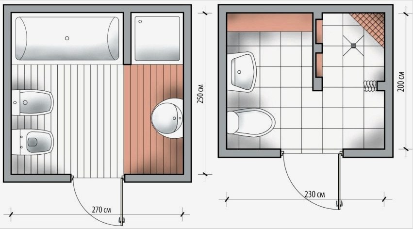 Példák négyszögletes zuhanyok felszerelésére kis fürdőszobákban