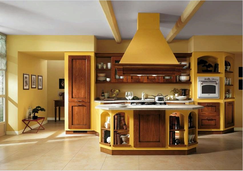 A sötét sárga árnyalat a konyha belsejében nem túl pozitív érzelmeket válthat ki