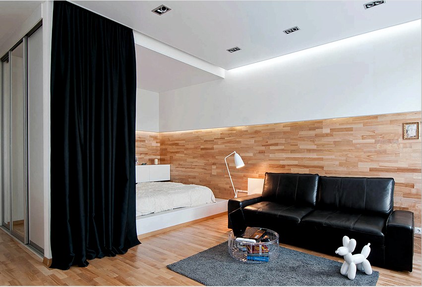 Számos módszer van arra, hogy egy szobát zónákra oszthassák, például egy hosszú függöny lógásával