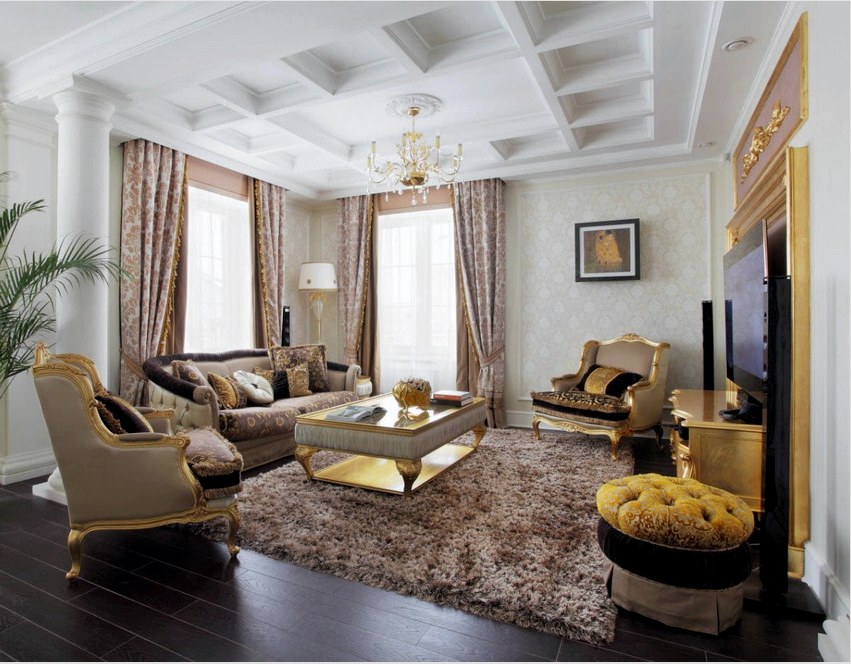 A klasszikus stílus fő jellemzője a szoba fényűző és gazdag megjelenése