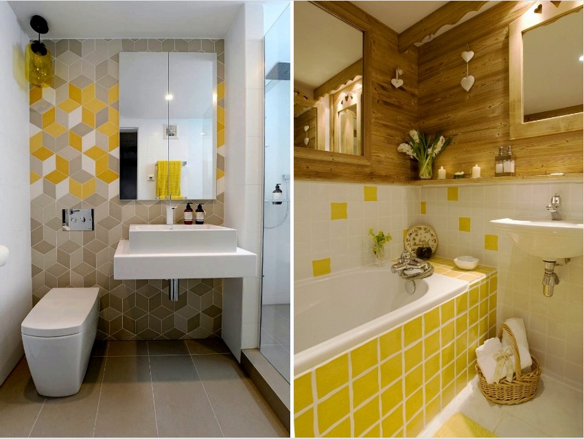 Példa a sárga lapok részleges használatára a fürdőszobában