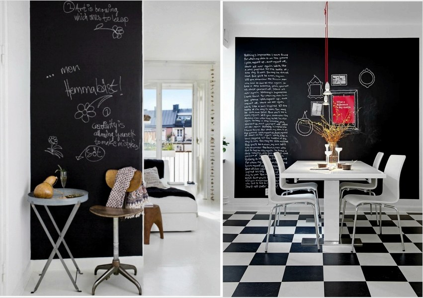 A fehér és fekete grafit tapéta kombinációját egyre inkább használják a belsőépítészet modern stílusában.