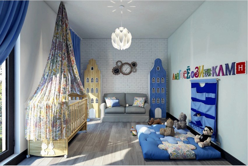 A hideg színeket általában a loft stílusú szobák díszítésére használják: kék, ezüst, fém árnyalatai