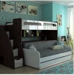 Emeletes ágy kanapéval: a kényelem és a szoba optimalizálása