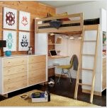 Tetőtéri ágy munkaterülettel tinédzserek számára: bútorok jellemzői