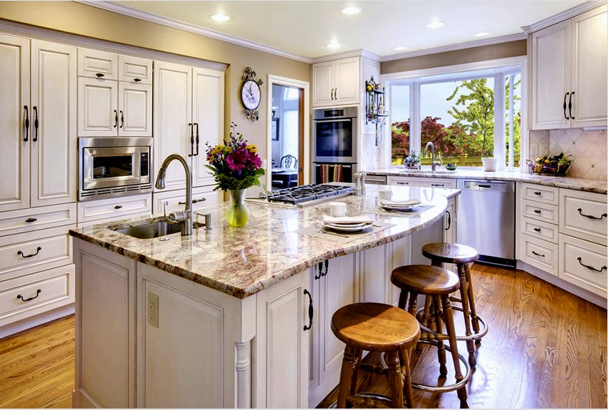 A konyha klasszikus színét vidéki stílusban fehérnek és árnyalatának tekintik