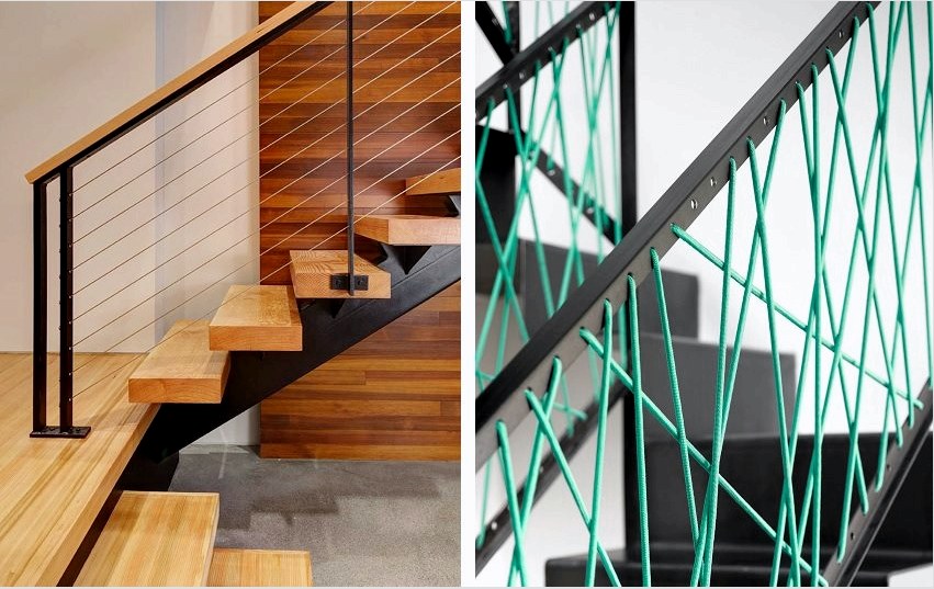 Annak érdekében, hogy esztétikát és további biztonságot teremtsen a lépcsőház felépítésében, a kapaszkodók vezetékkel díszíthetők 