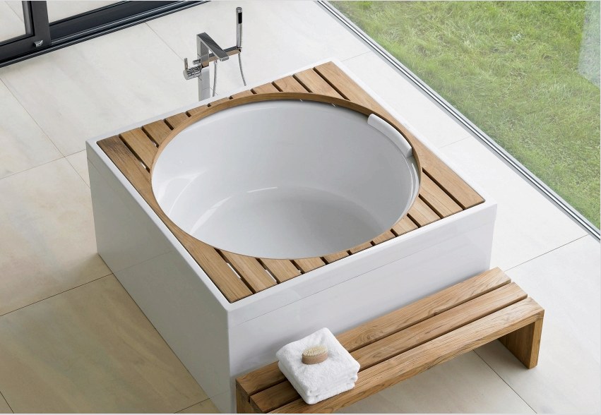 A kerek fürdőkádak csak nagy fürdőszobákban használhatók.