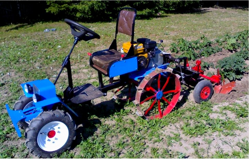 Bármely mögött álló traktor alapján bármilyen kényelmes mini-traktort létrehozhat