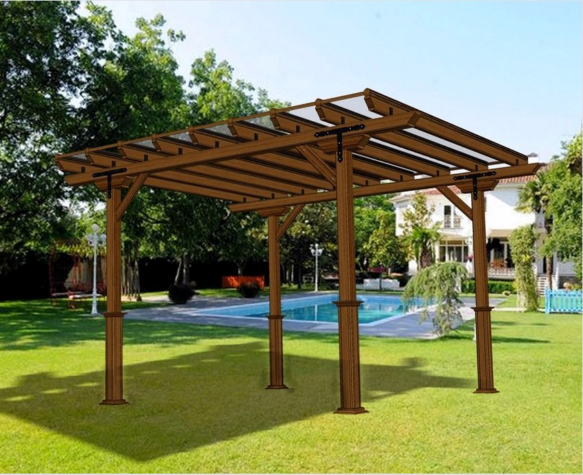 Fából készült kerettel és tetőfedőként polikarbonátos előtető tervezése