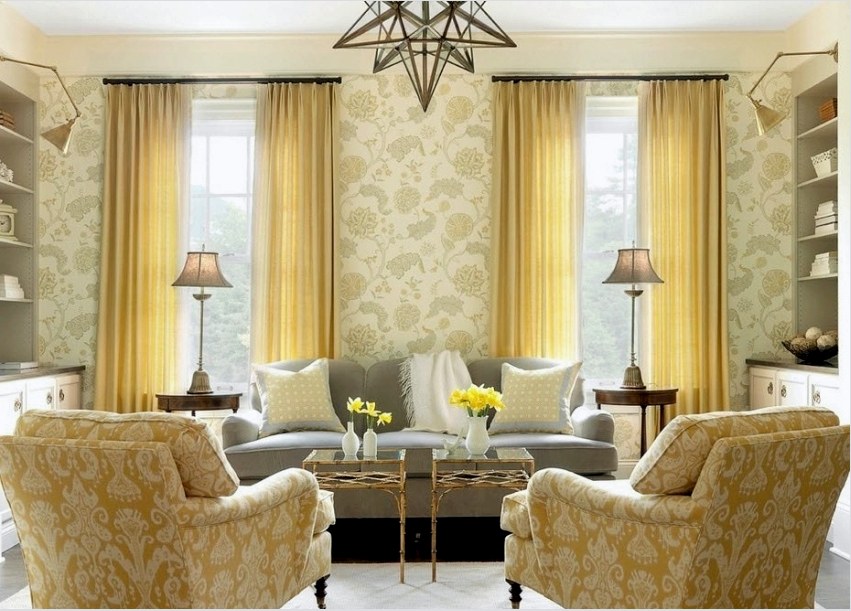Példa egy gyönyörű szoba dekorációra egy színsémában