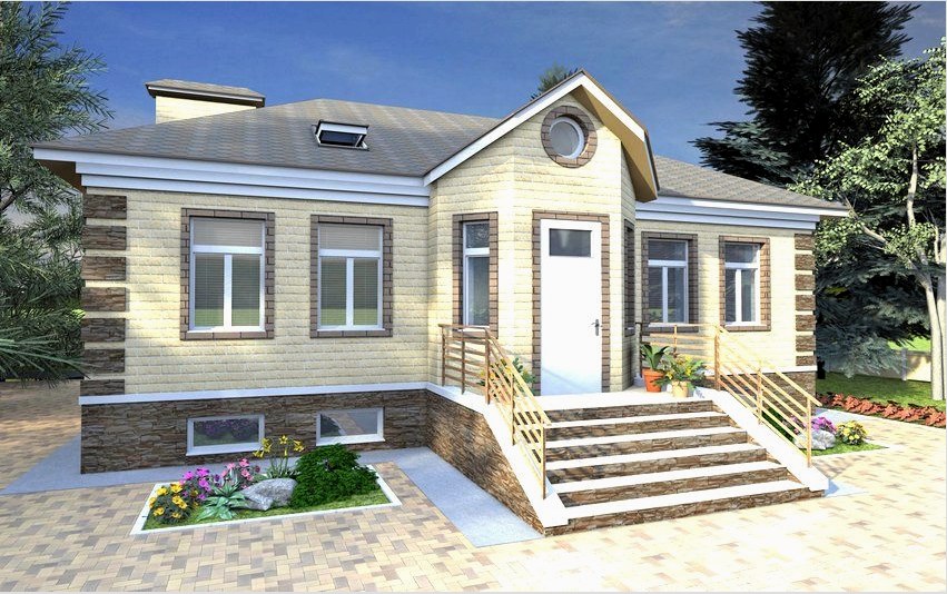 Egyszintes ház 3D-s rajza 8x10 m-rel