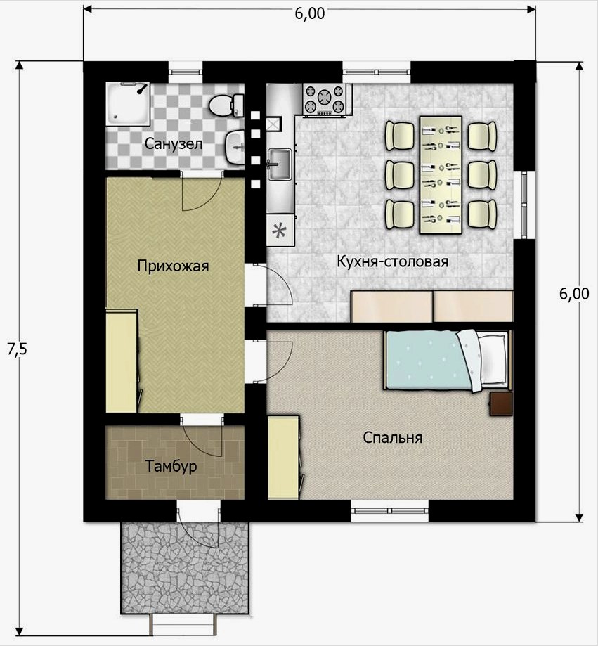 Kis méretű ház 6 - 6 méter bútorokkal