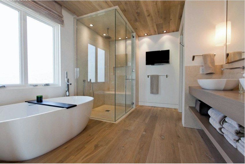 A fürdőszoba díszítéséhez 12 mm vastag laminált anyagot használunk.