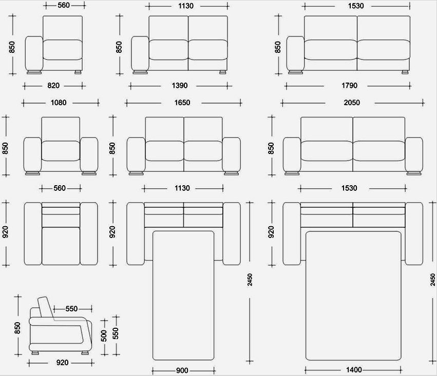 Standard méretű kanapék az Eurobook átalakító mechanizmusával
