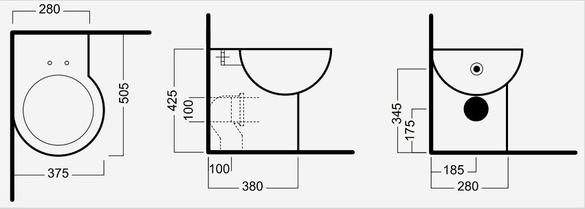 A sarok-WC méretét annak a helynek a szélessége alapján választják meg, ahol a készüléket tervezik