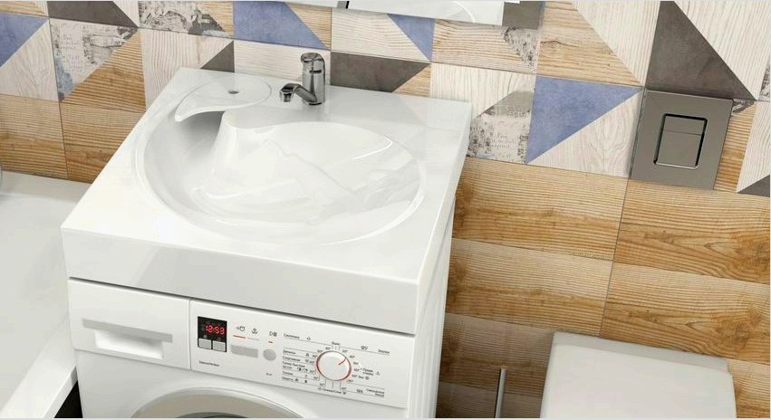 Az oldalsó lefolyó megléte lehetővé teszi, hogy egy mosogatót a gép fölé helyezze, gyakorlatilag nincs szabad hely