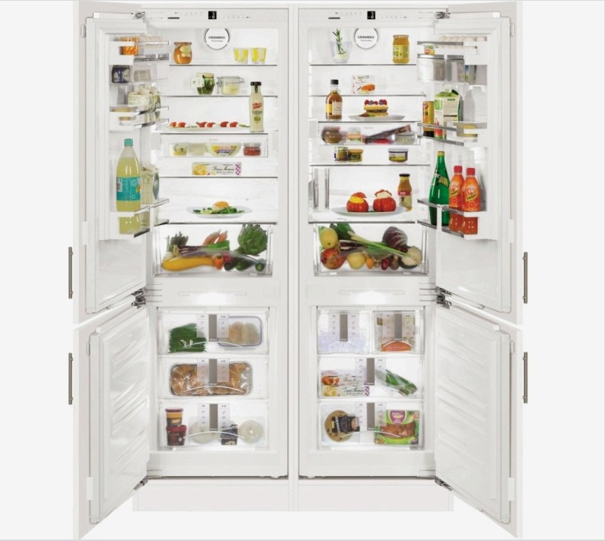 A kétajtós LIEBHERR SBS 7212 hűtőszekrényben 651 liter teljes térfogatú élelmiszer tárolókamrák vannak