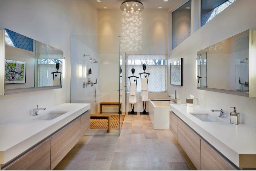 Modern fehér fürdőszoba