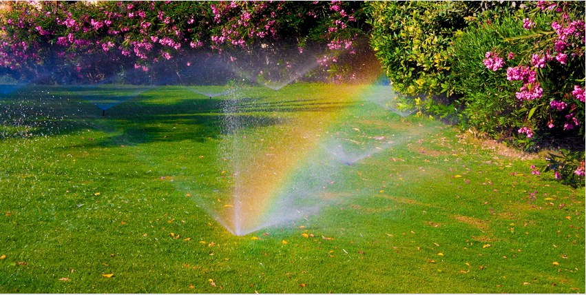 A sprinkler rendszer lehet talaj és föld alatti, és több sprinklerből állhat, amelyek egyenletesen hidratálják a területet