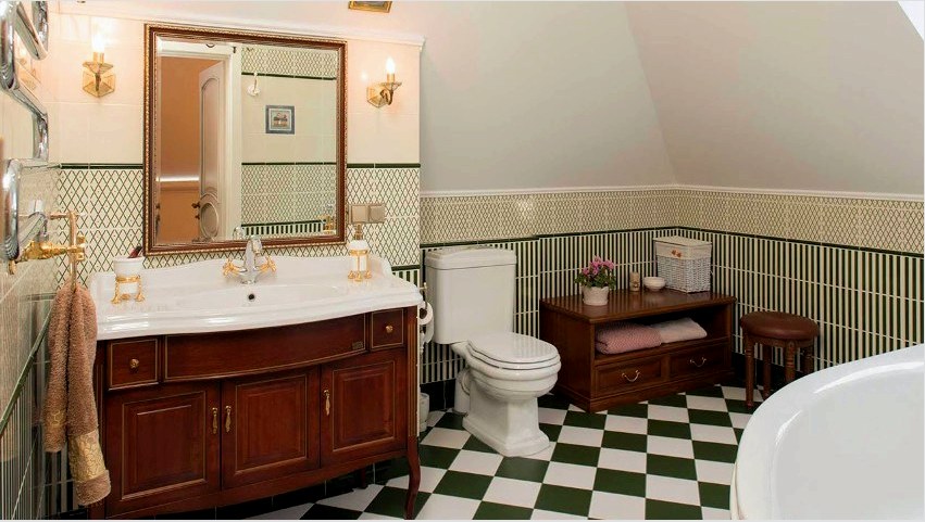 A retro stílusú fürdőszoba tökéletesen hangsúlyozza a tulajdonos finom ízét és pénzügyi jólétét