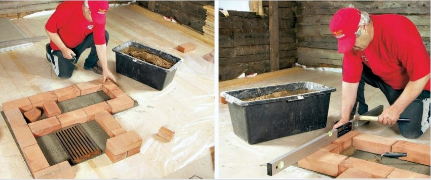 A kemence beépítésére szolgáló dobogó építésekor fontos, hogy előkészített tűzálló téglát használjon