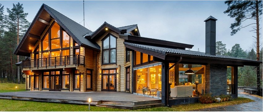 A ház építésének finn technológiája magában foglalja a speciális technológiával készült faanyag felhasználását