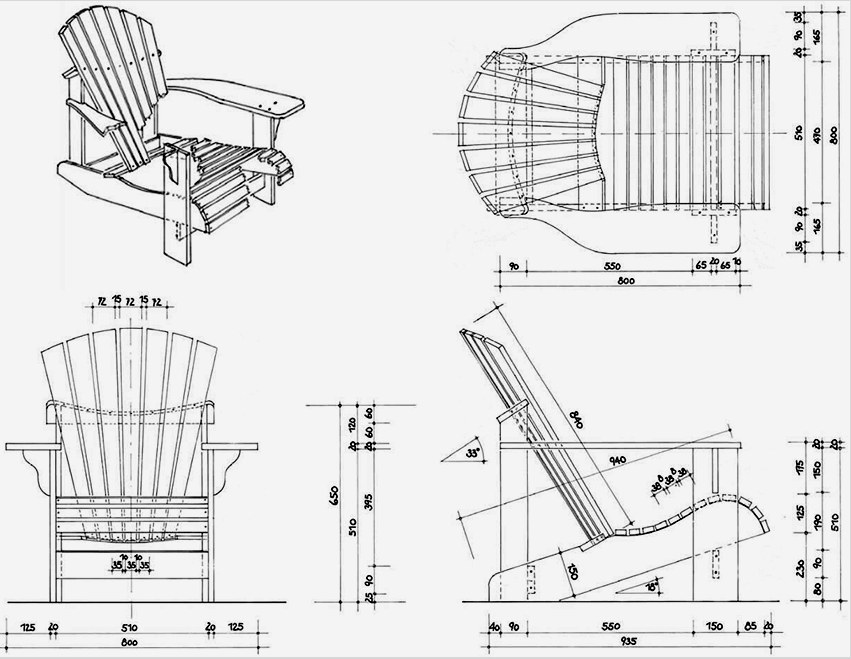 Rajz egy fából készült székre, amelynek méretei a csináld magad készítéséhez