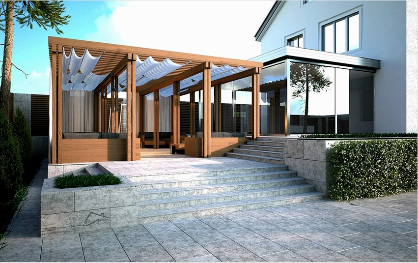 A szabadtéri fa verandának a terve 
