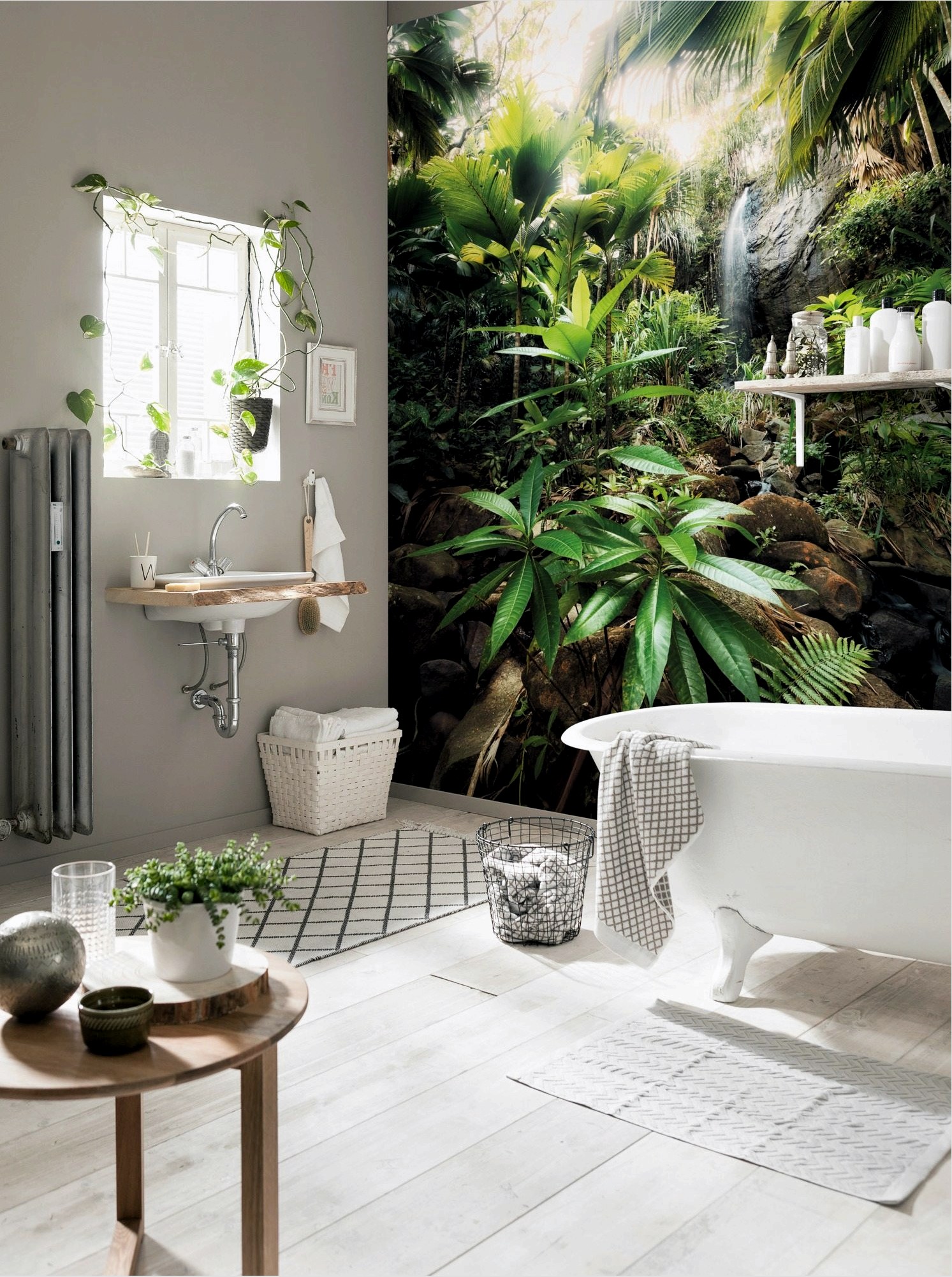 A fürdőszoba falainak díszítésére speciális nedvességálló fotó háttérkép használható