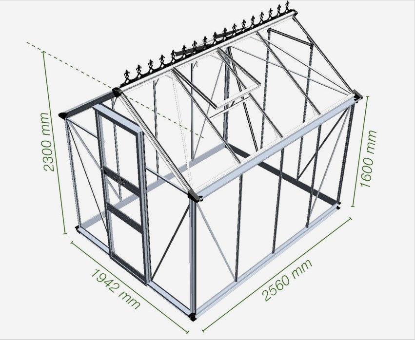 Cseréptetővel rendelkező üvegházak tervei lehetővé teszik a keret gyártását 40x20 mm-es profilcsőből
