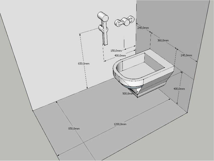 Optimális méretek a higiénikus zuhannyal rendelkező keverő felszereléséhez a WC-hez képest