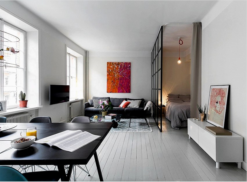 A 18 m²-es szoba könnyen beilleszthető az összes szükséges belső részletbe