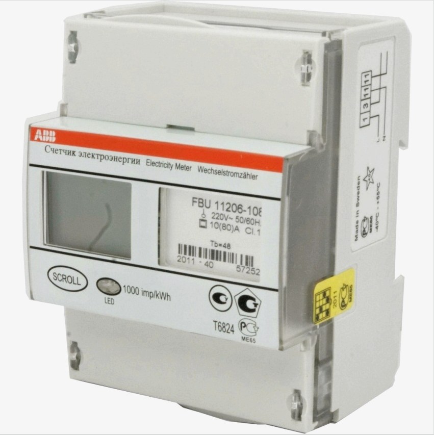 Kétdíjas ABB FBU 11206-108 villamosenergia-fogyasztásmérő
