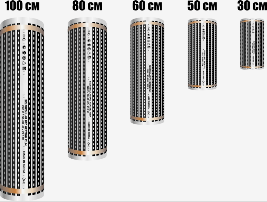 Az IR filmtekercsek különböző szélességűek - 50 cm-től 1 m-ig, vastagságuk néhány mikrontól több milliméterig terjedhet