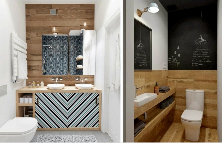 A kis fürdőszoba szépen díszíthető csempékkel és háttérképpel.