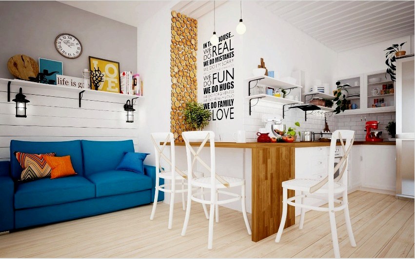 A konyhát a nappalival kombinálva hatalmas stúdióhelyiséget kaphat, amelyet zónákra kell osztani