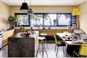 Belső konyhai nappali létrehozásának ötletei egy fából készült házban: Áttekintés