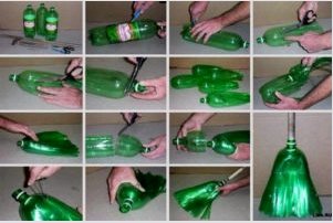 Hogyan készítsünk seprűt saját kezéből műanyag palackokból: lépésről lépésre