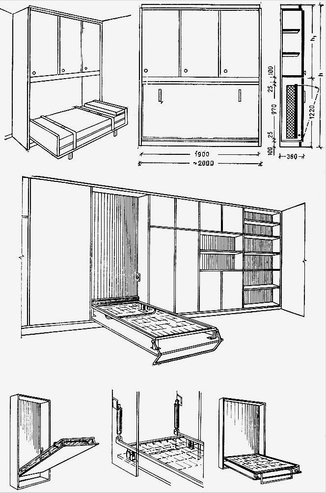 Szekrény-ágy - csináld magad transzformátor: áttekintés - rajzok