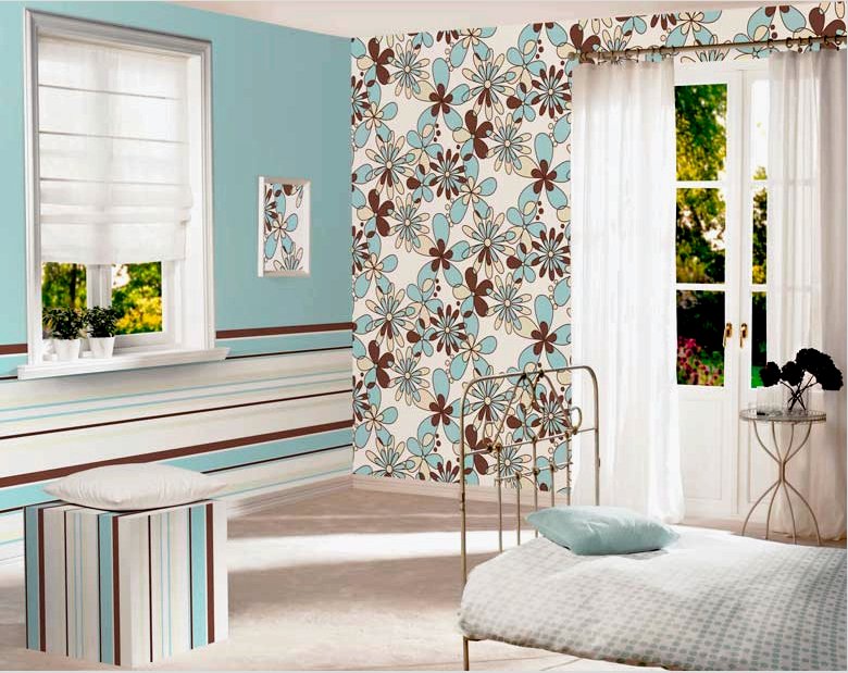 Kétféle tapéta kombinálása a ház belsejében: Nappali, hálószoba, konyha ötletek - dekorációs tippek és színek 