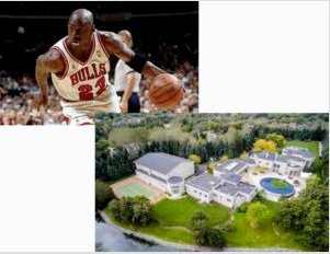 Kosárlabda játékos Michael Jordan és elegáns kastélya