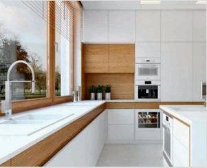 Gyönyörű és egyedi konyha fehér kötényvel: Áttekintés