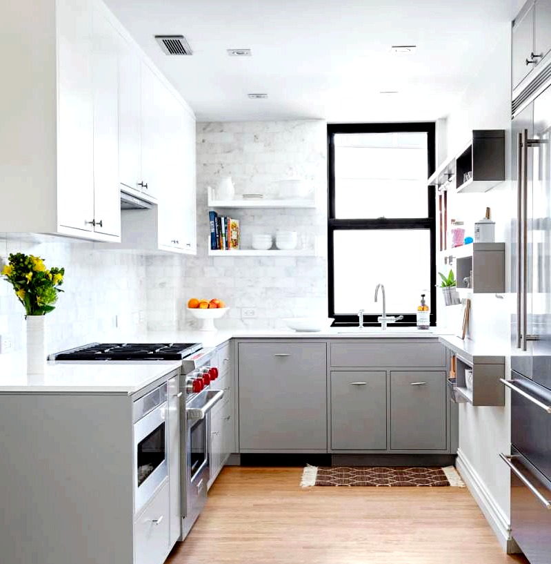A moduláris konyhák funkcionális és olcsó modelljeinek fényképe és tervezése