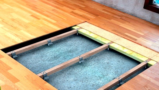 Állítható padlók szerelése: két padlószerelési technológia, csavarokkal állítható padló, horgonyokkal állítható padló