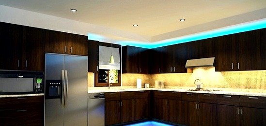 Konyhai világítás: opciók, LED, halogén, lumineszcens