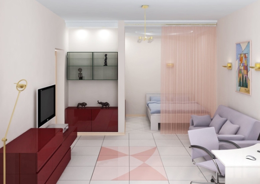 A nappali-hálószoba zónázása és belső kialakítása egy szobában