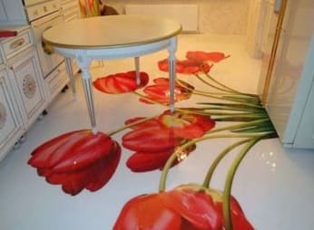Fénykép önterülő padlókról a konyhában öntéshez, telepítési szabályok
