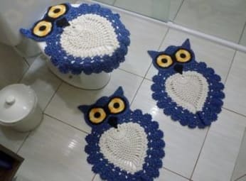 Horgolt "Owl" fürdőszobai szőnyegek, egy új kötéstrend: diagramok és leírás