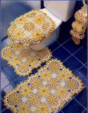Fürdőszoba akasztós kötött szőnyegek típusai, kötési mintáik